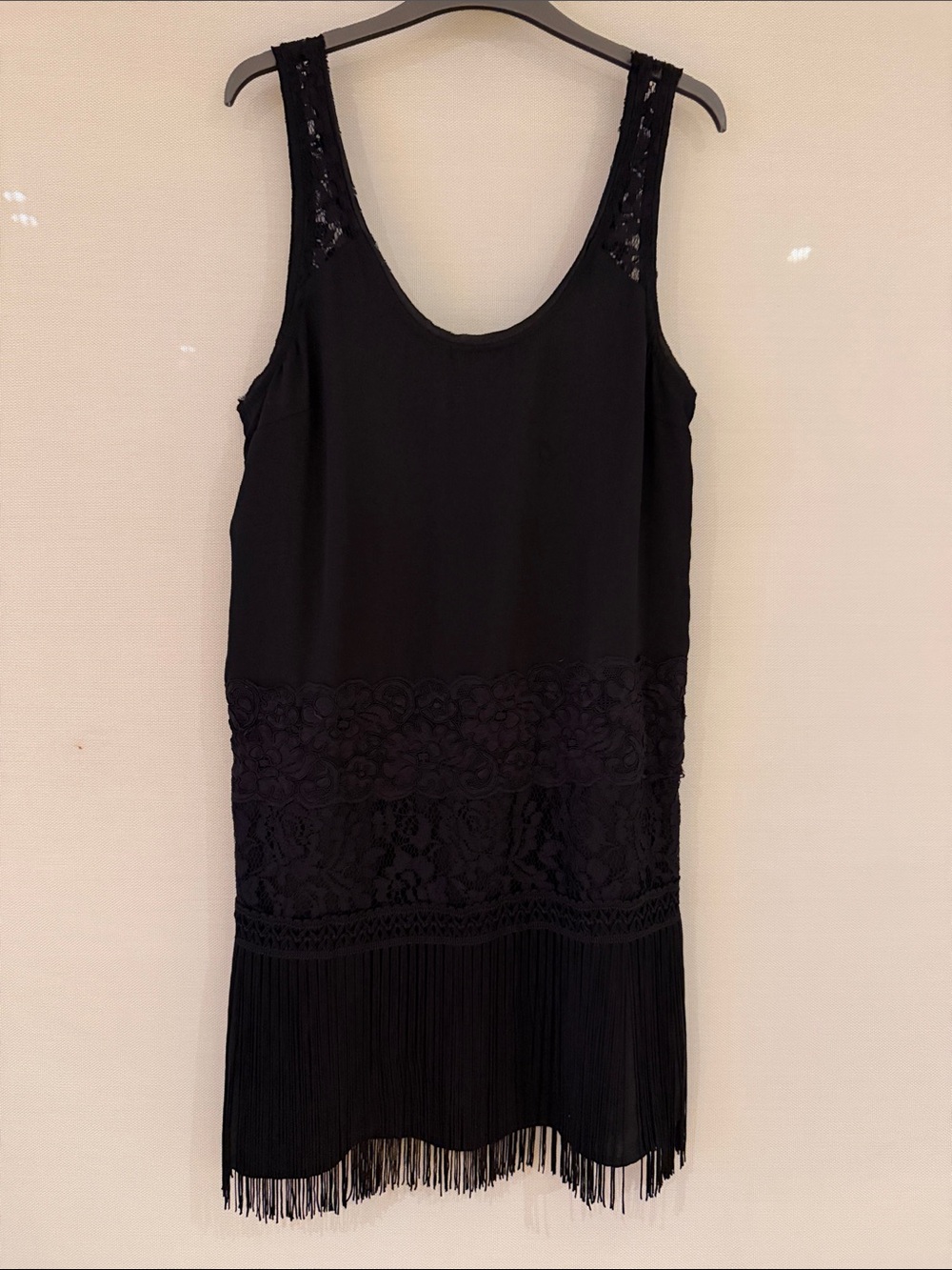 Black Lace Fringe “flapper” style Slip Dress